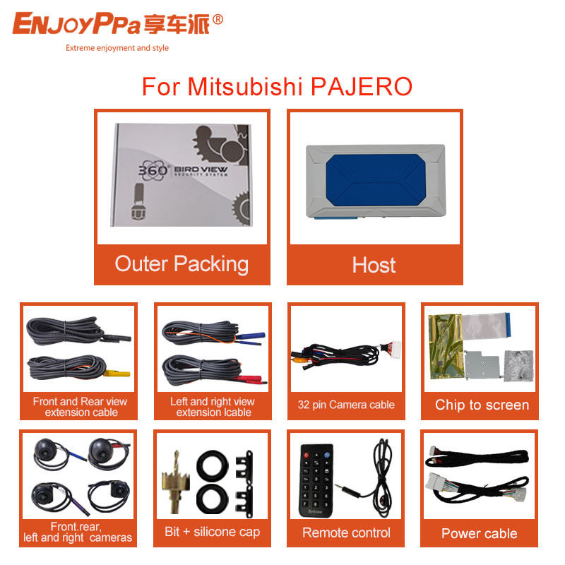 1 GB LPDDR4 360 Fahrzeugkamerasystem für Mitsubishi PAJERO LCD Bildschirm Vogelbildgerät
