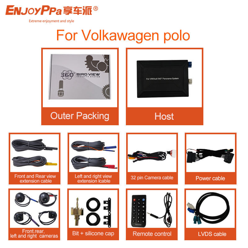 LCD-Bildschirm 360-Grad-Kamera-Auto-Kit für Volkswagen Polo 4-Wege-Aufnahme